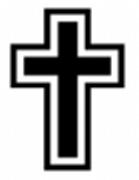 Czarny krzyż otoczony białą i czarną obwódką.