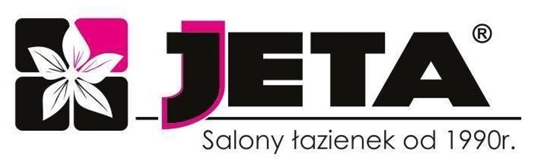 logo firmy jeta, zawiera napis jeta salony łazienek od 1990 roku