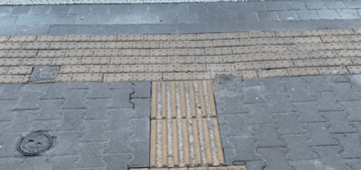 baner przedstawia prowadnice w chodniku