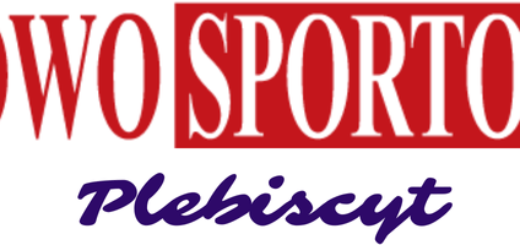 Baner przedstawia logo Słowo sportowe. Pod spodem granatowy napis plebiscyt