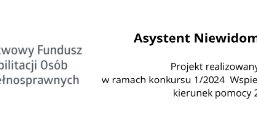 baner przedstawia logo pfron, oraz tytuł projektu: Asystent niewidomego IV. Dodatkowo napisane jest: projekt realizowany jest w ramach konkursu 1/2024 Wspieramy aktywność, kierunke pomocy 2
