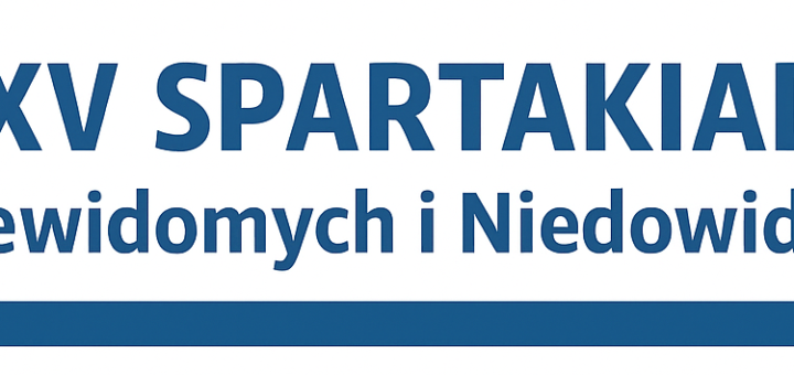 ciemnoniebieski napis XXXV Spartakiada Osób Niewidomych i Niedowidzących